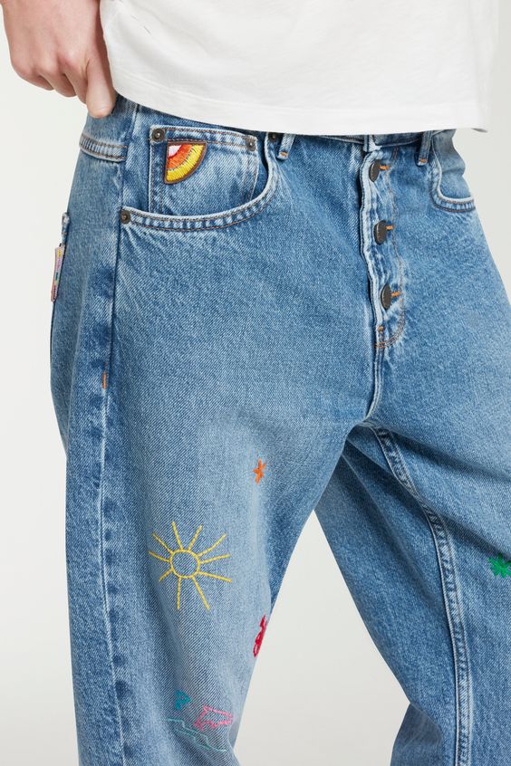 jean brodé pour homme